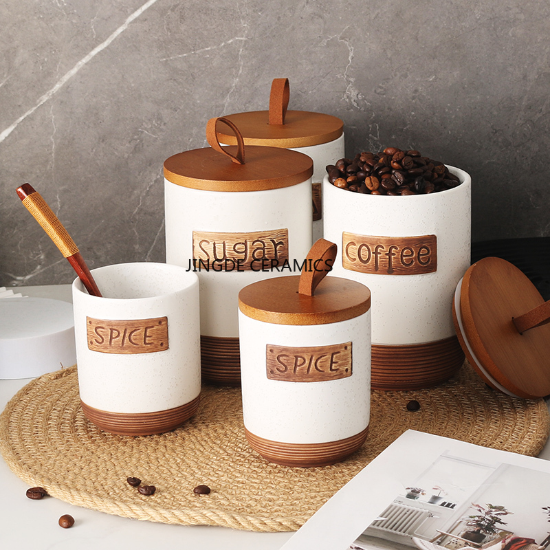 Coffee Tea Sugar Canister Set - 1pc 세라믹 봉인 된 항아리 커피