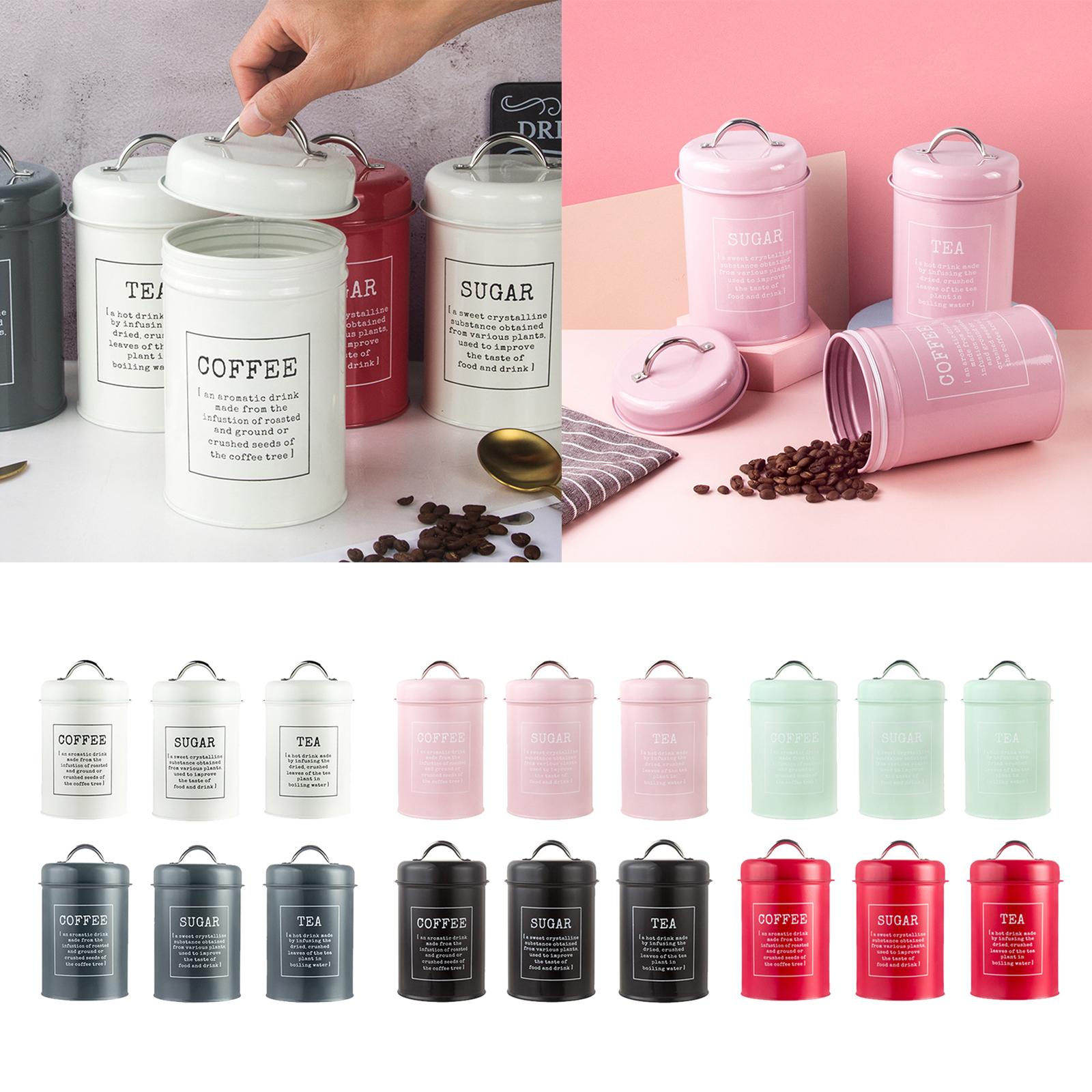 Coffee Tea Sugar Canister Set - 1200ml 밀폐형 주방 용기 세트 3개