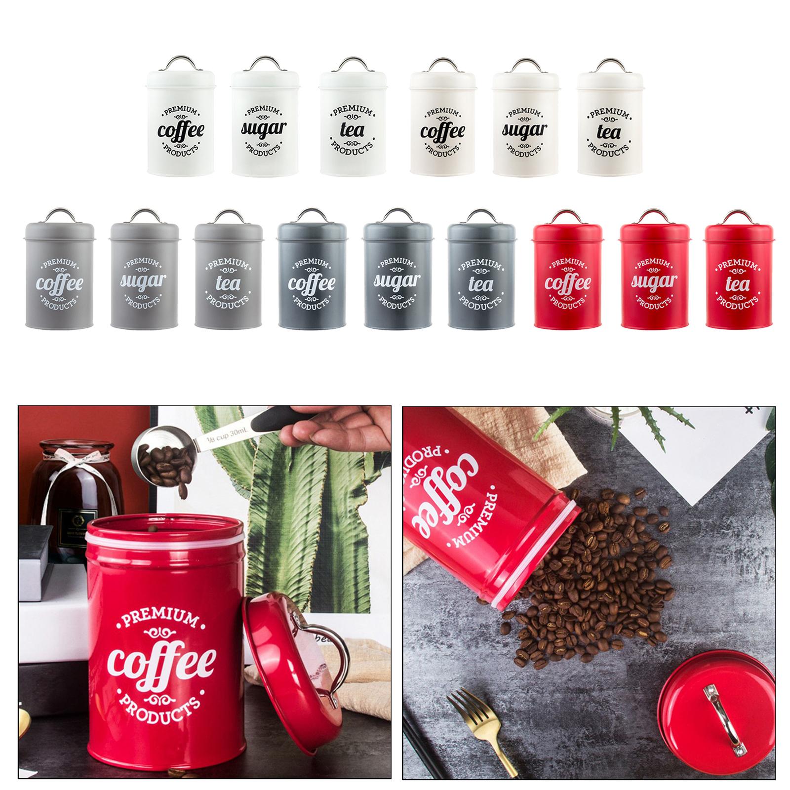 Coffee Tea Sugar Canister Set - 금속 주방 용기 세트 커피 차