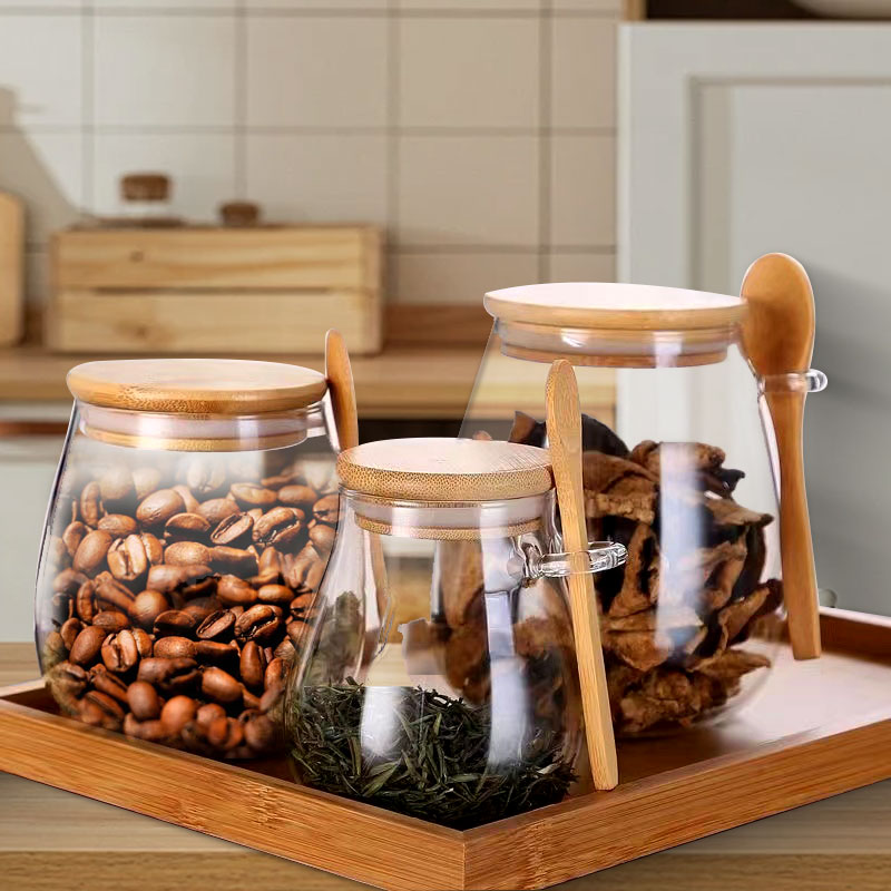 숟가락과 뚜껑이 있는 34온스 밀봉 유리병 투명 양념병 - Coffee Tea Sugar Canister Set 리뷰 및 가격