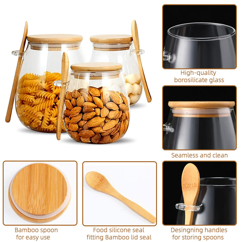 숟가락과 뚜껑이 있는 34온스 밀봉 유리병 투명 양념병 - Coffee Tea Sugar Canister Set 리뷰 및 가격