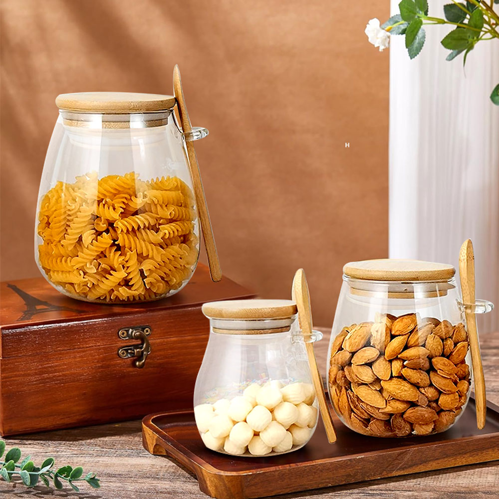 숟가락과 뚜껑이 있는 34온스 밀봉 유리병 투명 양념병 - Coffee Tea Sugar Canister Set 리뷰 및 가격