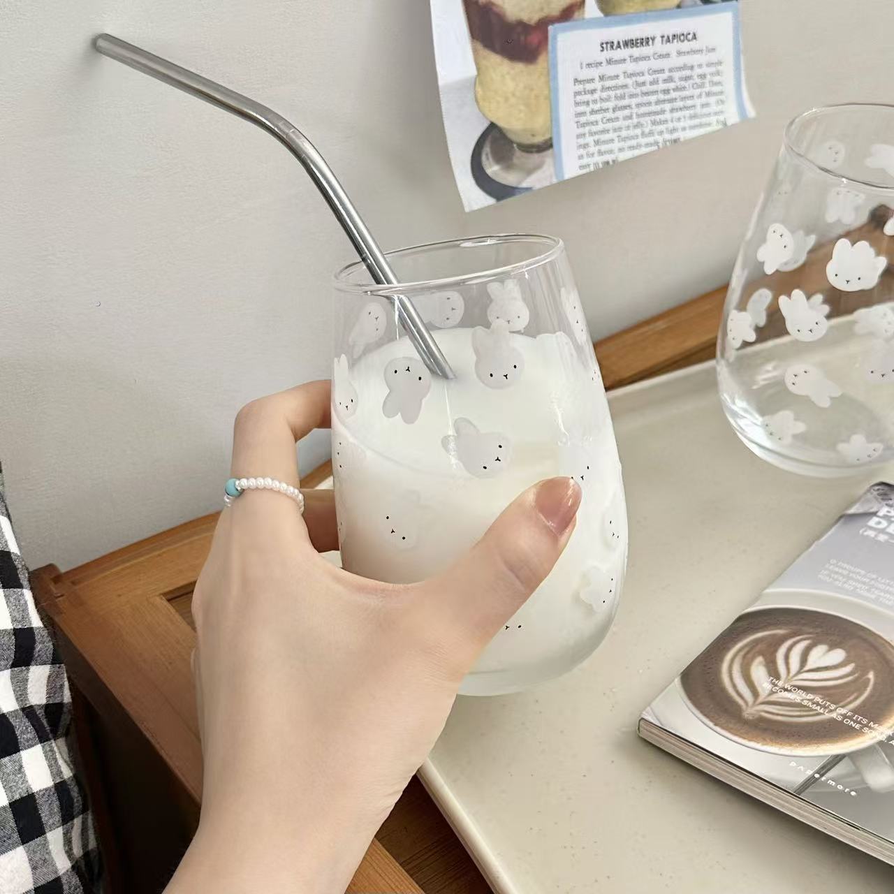 귀여운 미피 토끼 프린트 유리 텀블러 대용량 물컵 -  - Mug Tea Coffee 리뷰 및 가격