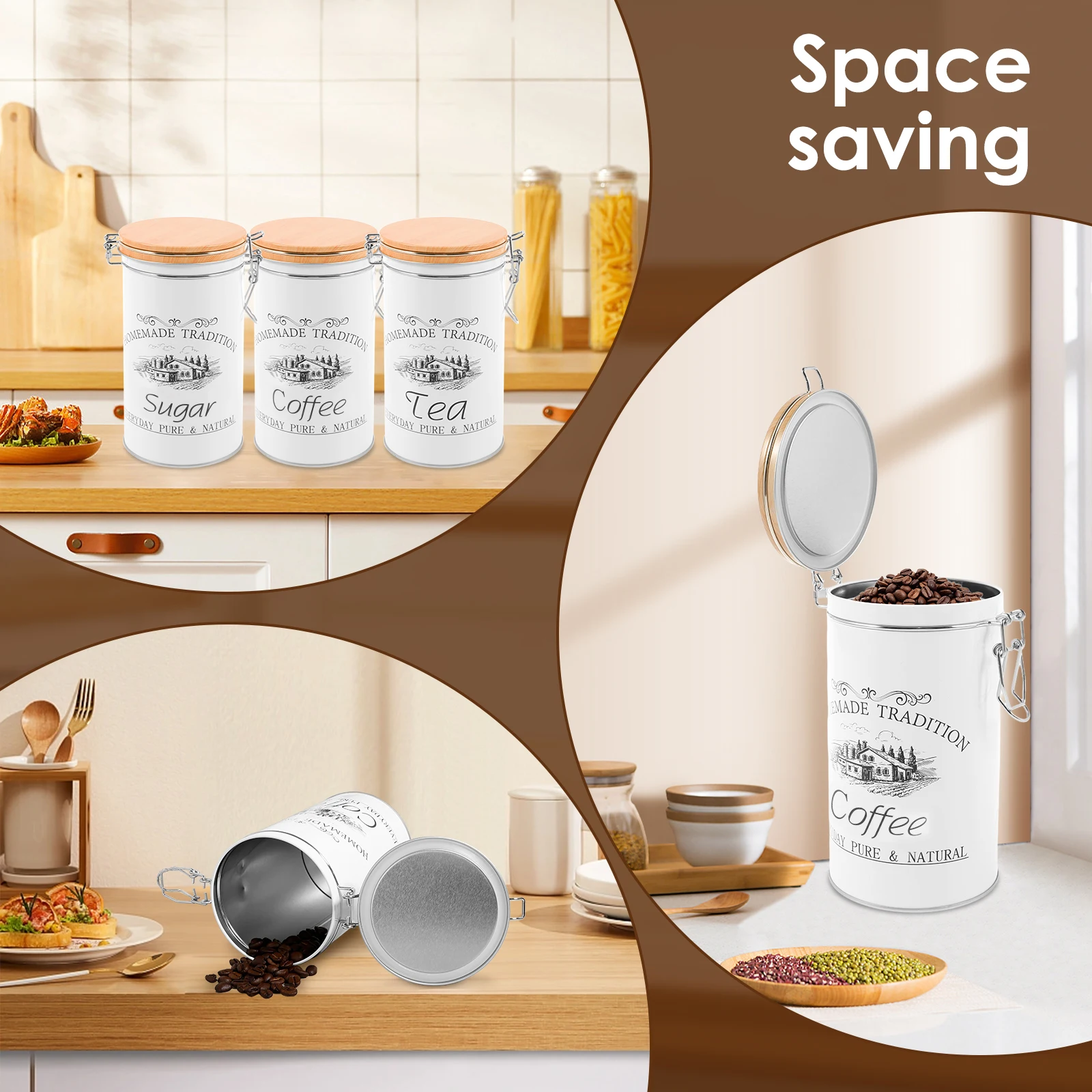 3개 세트 차 커피 설탕 용기 금속 커피 원두 보관 용 - Coffee Tea Sugar Canister Set 리뷰 및 가격