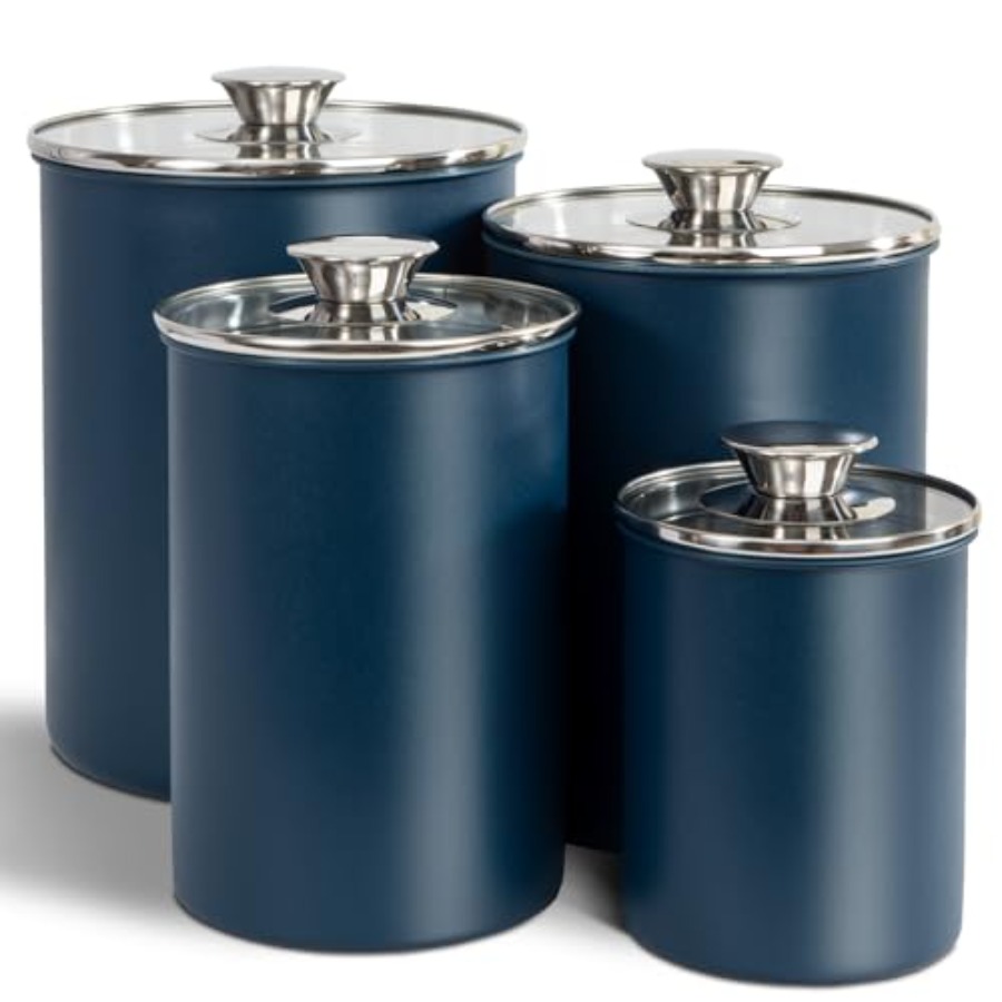 스테인리스 스틸 식품 보관 용기 4종 세트, 16/49 - Coffee Tea Sugar Canister Set 리뷰 및 가격
