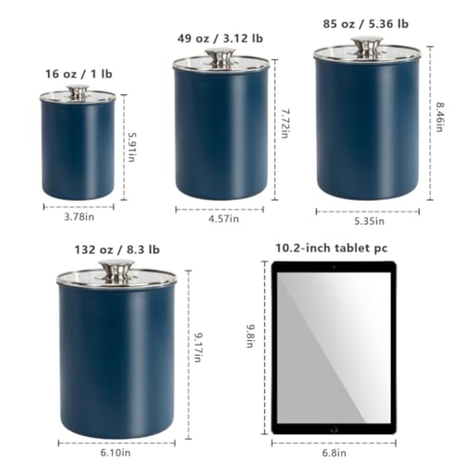 스테인리스 스틸 식품 보관 용기 4종 세트, 16/49 - Coffee Tea Sugar Canister Set 리뷰 및 가격