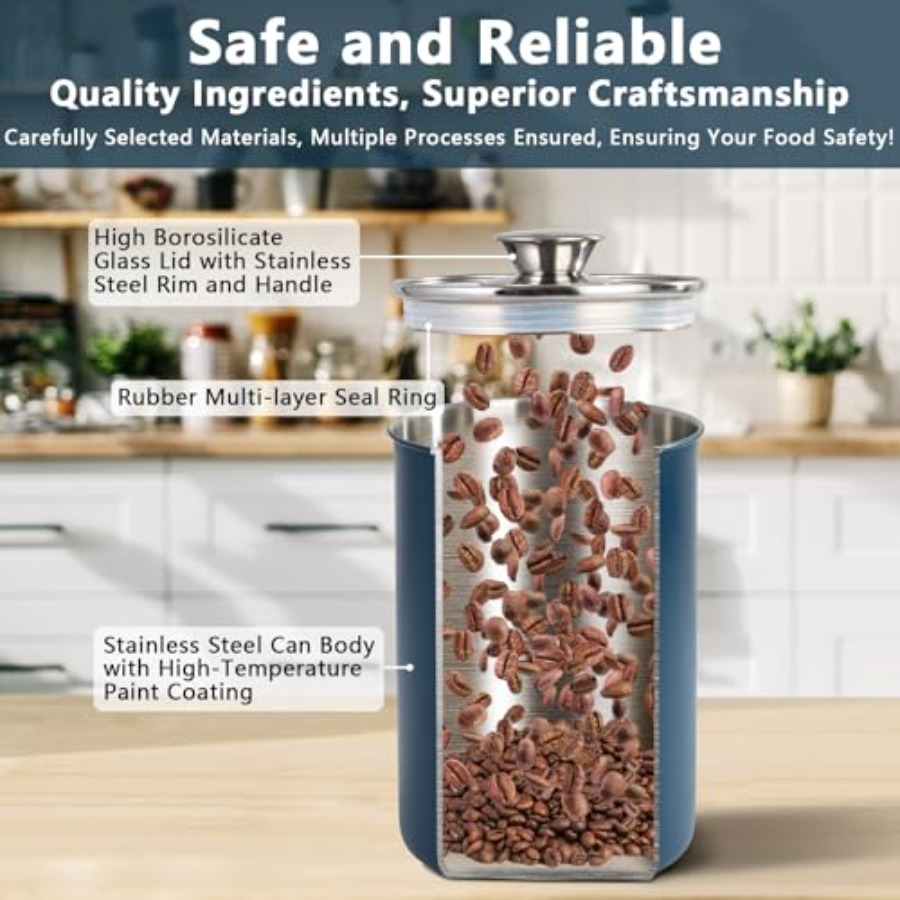 스테인리스 스틸 식품 보관 용기 4종 세트, 16/49 - Coffee Tea Sugar Canister Set 리뷰 및 가격