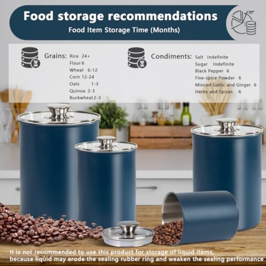 스테인리스 스틸 식품 보관 용기 4종 세트, 16/49 - Coffee Tea Sugar Canister Set 리뷰 및 가격